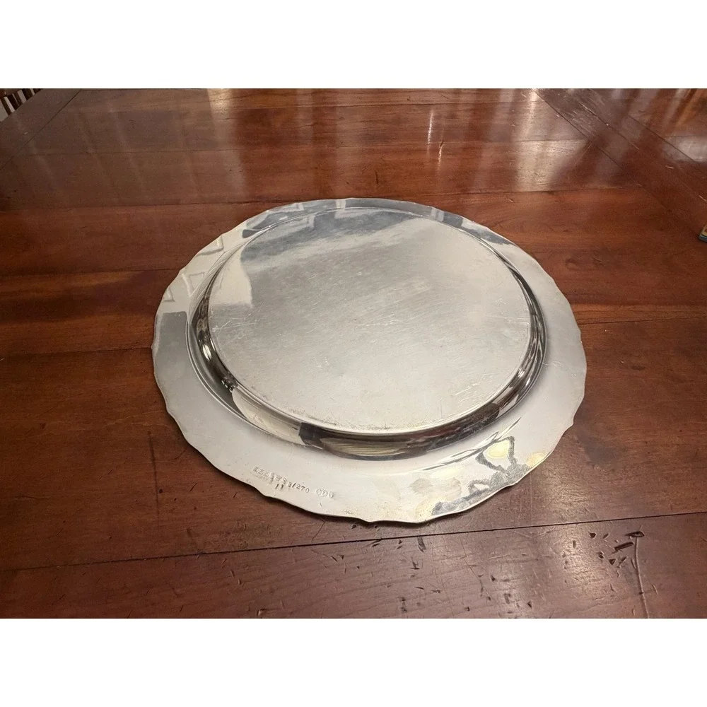 ROCOCO‎ VINE VINTAGE STYLE SILVER CHASED ROUND BAR WAITER SERVING TRAY ENGLISH